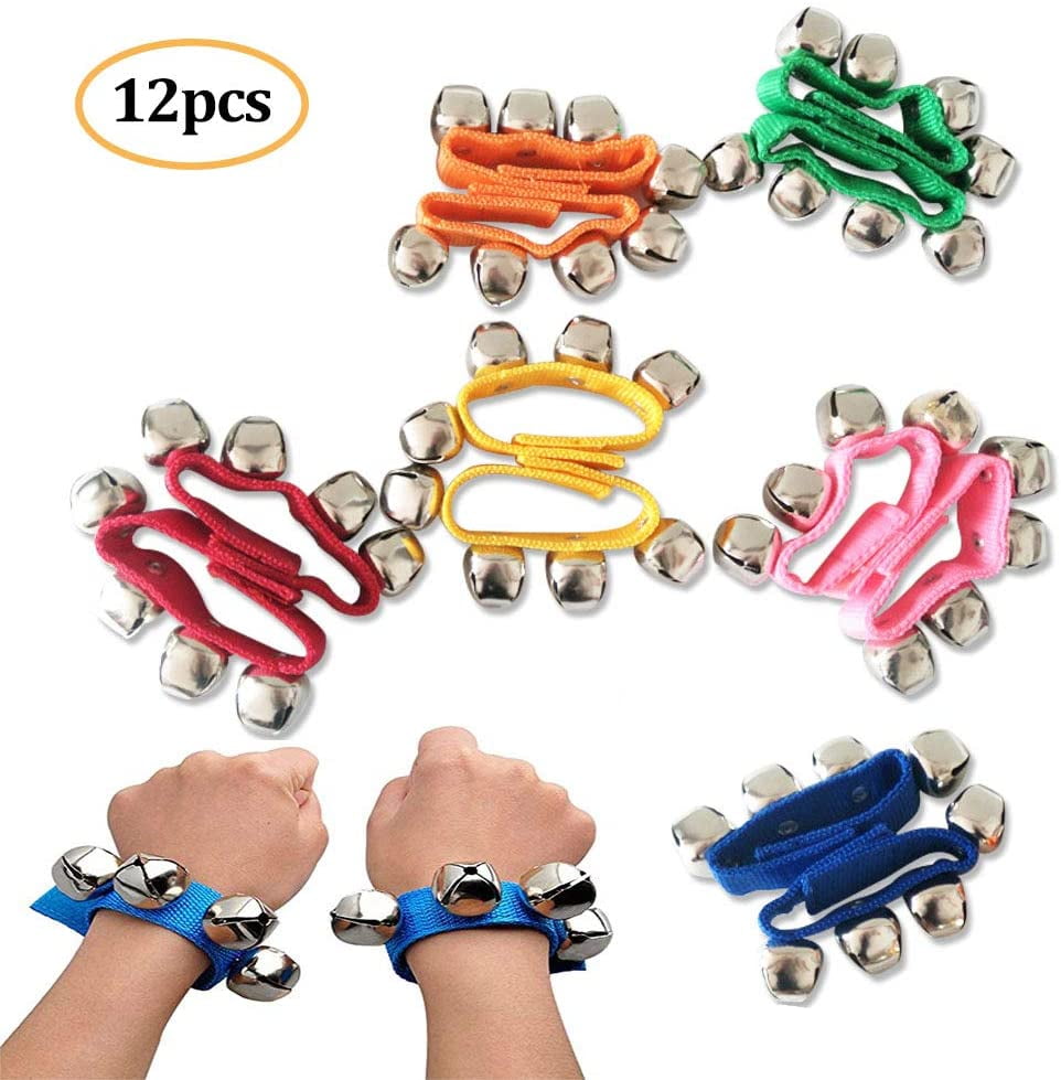 12Pcs Band Wrist Bells MultiColor Musical Rhythm Toys Wrist Bells and