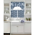 thumbnail image 4 of Navy Blue Floral Kitchen Curtains Sets 36 Inch Length with Valance, Vintage Pastoral Botanical Leaves Swag Valances and Tiers Curtain Set Drapes Swag Curtains for Living Room, Bathroom, Bedroom, Cafe, 4 of 6