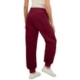 thumbnail image 4 of KeShDi Wide Leg Womens Pants Baggy sweatpants Womens Solid Color Drawstring Furry Casual Warm Wide-leg Cuffed Warm Trousers Red S, 4 of 7