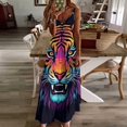 thumbnail image 3 of Tiger Animal Graffiti Sleeveless Dress Women's Luxury Party Dress Birthday Dresses for Women, 3 of 7