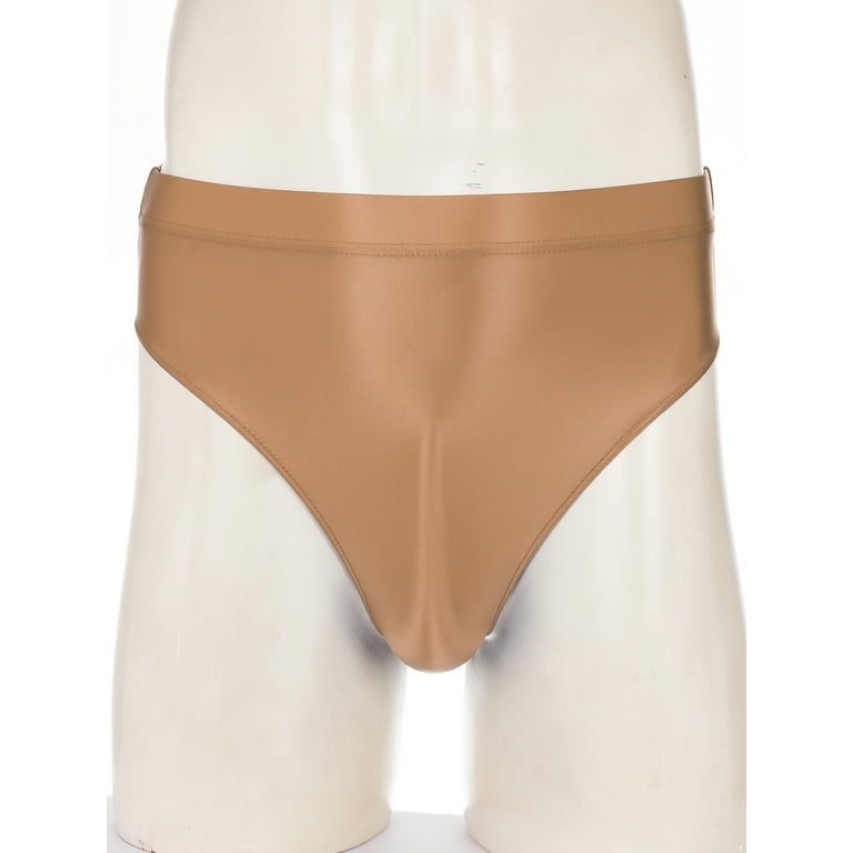 Men's Glossy Silky Briefs Underwear Solid High Waist Panties Underpants  Bottoms