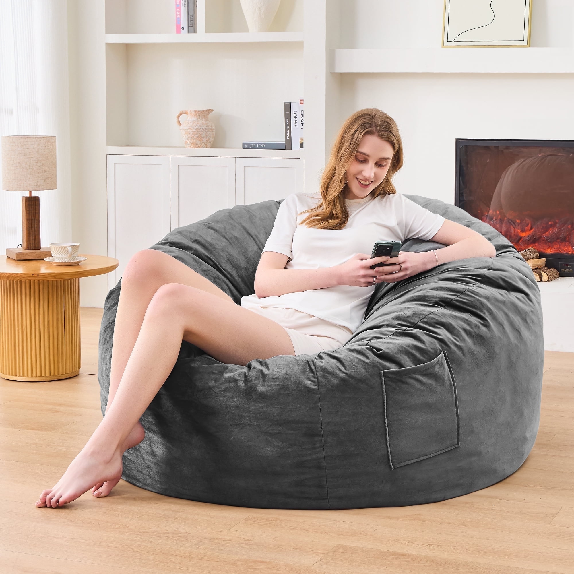 XIECUVA Bean Bag Chair Stuffed Memory Foam for Adults，Large Size Beanbag Sofa，4 ft