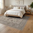 thumbnail image 3 of ODIKA 6'x9' Beige Brown Traditional Vintage Floral Washable Area Rug Ornate Star Motif Pattern with Intricate Border for Family Room, Living Mater Bedroom, Non-Slip, Easy Care, 3 of 7