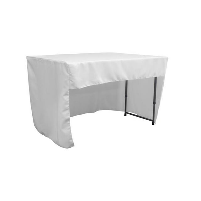 LA Linen TCpop-OB-fit-48x24x30-WhiteP11 1.42 lbs Open Back Polyester Poplin Fitted Tablecloth, White