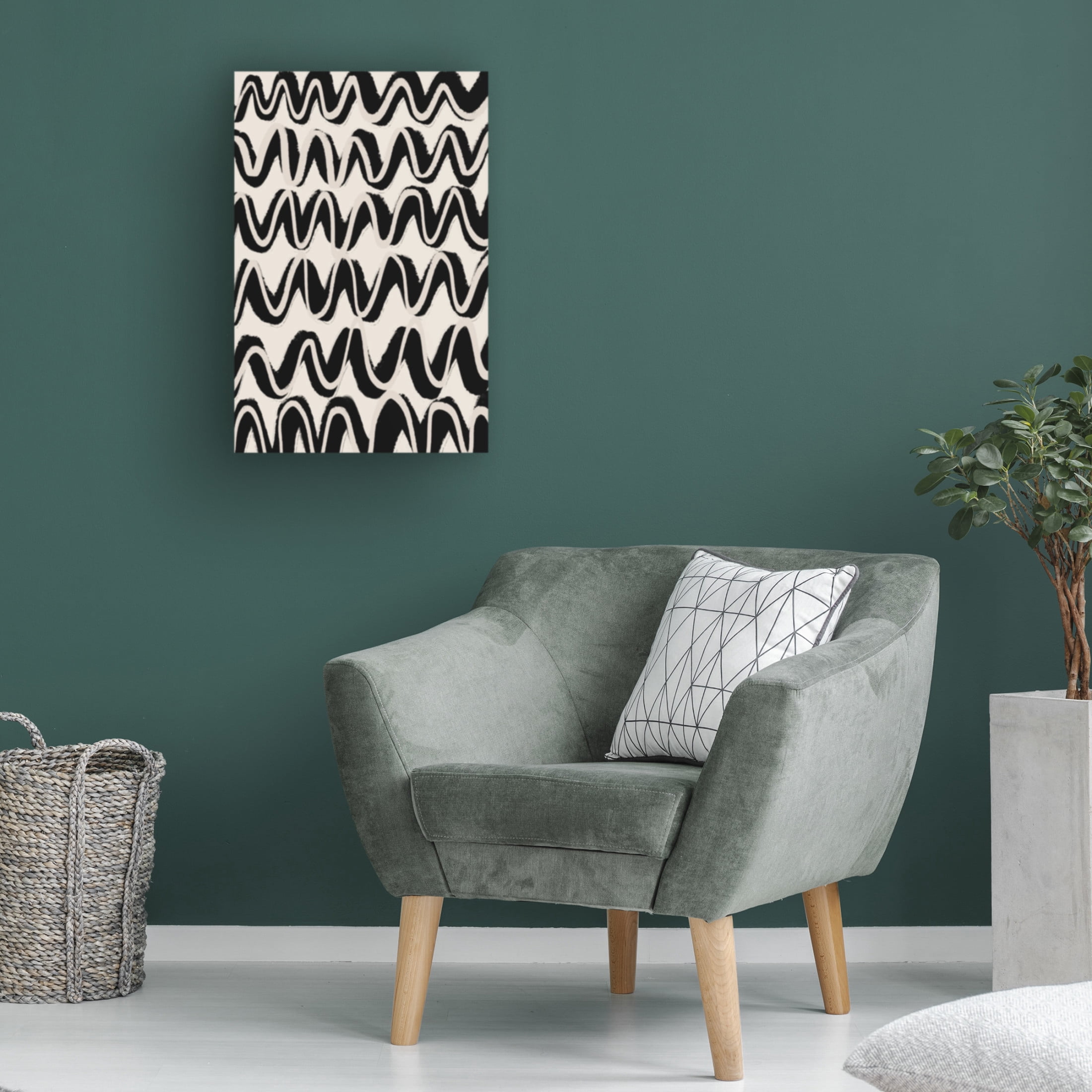 Canvas Wall Art - Treechild 'Beige Black Waves Pattern' Wall Art for Living Room, Bedroom, or Office D?cor by Trademark Fine Art - 12 x 19 Inches