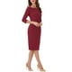 thumbnail image 4 of Vestido Midi de Trabajo para Mujeres INSPIRE CHIC con Cuello en V y Manga 3/4 en Color Rojo Vino, 4 of 6