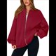 thumbnail image 3 of Sudaderas Oversize con Cremallera para Mujer, Moda de Otoño, Abrigos Casuales de Larga, Conjuntos de Invierno. Rojo L, 3 of 10