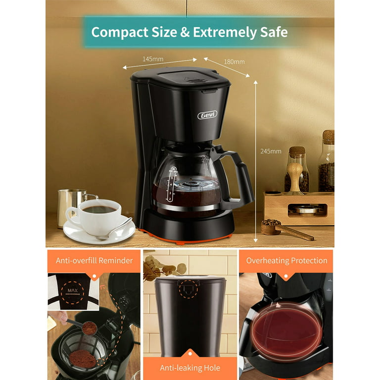 Gevi 4-Cup Coffee Maker with Auto-Shut Off, Small Drip Coffeemaker Compact Coffee  Pot Brewer