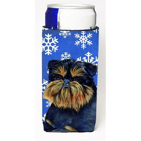 

Brussels Griffon Winter Snowflakes Holiday Michelob Ultra bottle sleeves For Slim Cans - 12 oz.