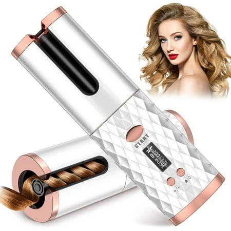 Automatic Curling Iron, Cordless Auto Hair Curler with 6 Temps & Timers ...