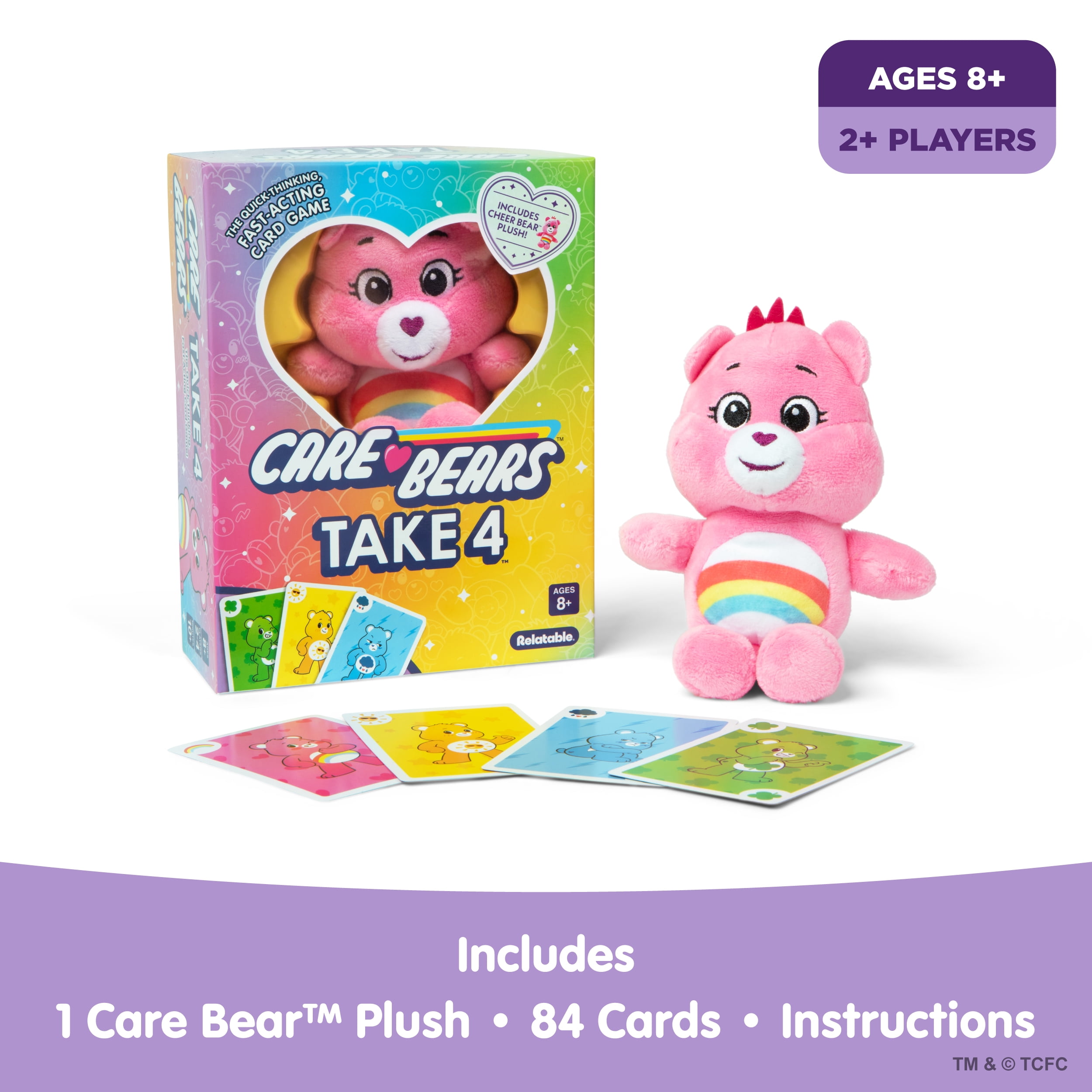 Care Bears™ Take 4 by Relatable, Card Game with Cheer Bear Plush for Ages 6+, Cute Gifts for Kids