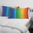thumbnail image 3 of Colorful Striped Ombre Pillow Covers, Linen Long Throw Pillow Case, Rainbow Stripes Modern Abstract Art Holiday Pillow Protector Decorative Cushion Cover for Living Room/Bedroom 12" x 20", 3 of 8