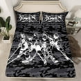thumbnail image 2 of Manfei Sport Theme Bed Sheets,Hockey Lover King Sheets,Gray White Camo Sheet Set For Boys Kids,Luxury Bedroom Decor,4-Piece, 2 of 7