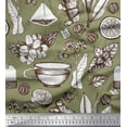 thumbnail image 1 of Soimoi Velvet Fabric Tea Cup,Lemon Slice & Ginger Vegetable Print Sewing Fabric Yard 58 Inch Wide, 1 of 3