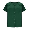 thumbnail image 4 of Bovemsi Oversized Tshirts for Women Comfort Linen Cotton Blend Short Sleeve Button Loose Fit Tops for Women Trendy L, 4 of 5