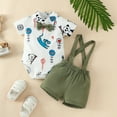 thumbnail image 5 of SILVERCELL 2Pcs Newborn Baby Boy Gentleman Outfits Set Cartoon Printed Short Sleeve Shirts Bodysuit Suspender Shorts Overalls Infant Summer Clothes Formal Suits 0-18M, 5 of 8