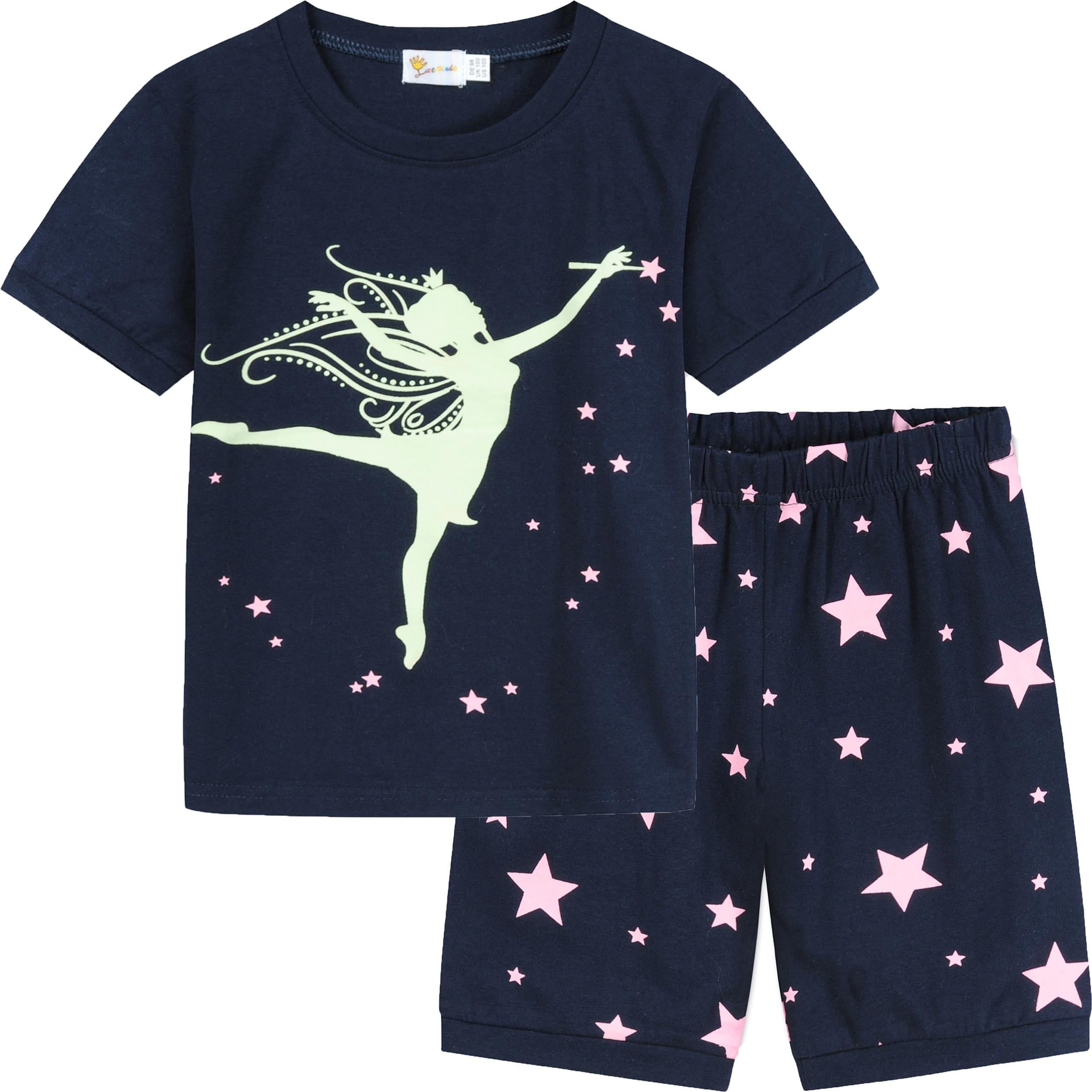 Toddler Girls Pajamas Sets Girls Pjs Short Sleeve Unicorn Graphic Girls Clothes for Summer Wear 100% Cotton