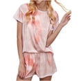 thumbnail image 2 of Aoujea 2 Piece Outfits for Women Plus Size Fashion Womens Gradient Printing Short Sleeve Pajama Set Night Lounge Top Shorts Two Piece Summer Sets, 2 of 4