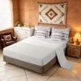 thumbnail image 4 of Manfei Boho Aztec Queen Bedding, Tribal Geometric Bedding Comforter Set Queen, Multicolor White, Gray Reversible 7pcs, 4 of 6