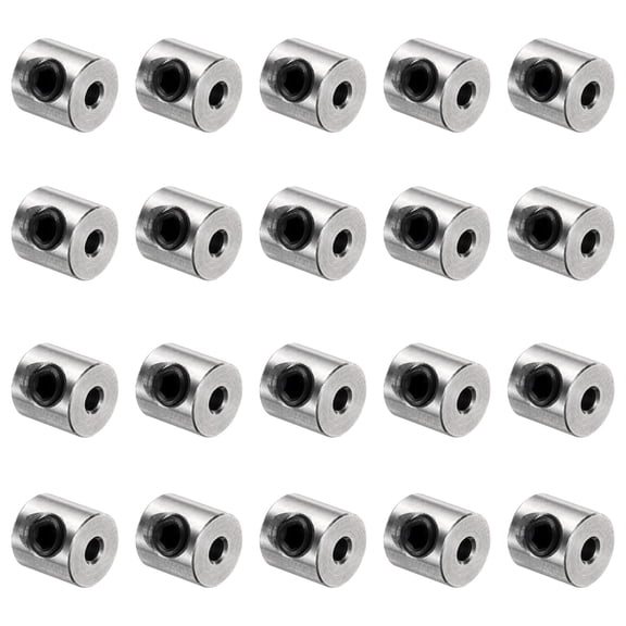 20 Pack Set Screw Collars 2mm Bore Shaft Collars, 7mm OD, 7mm Width, Drill Stop Collar, Stainless Steel