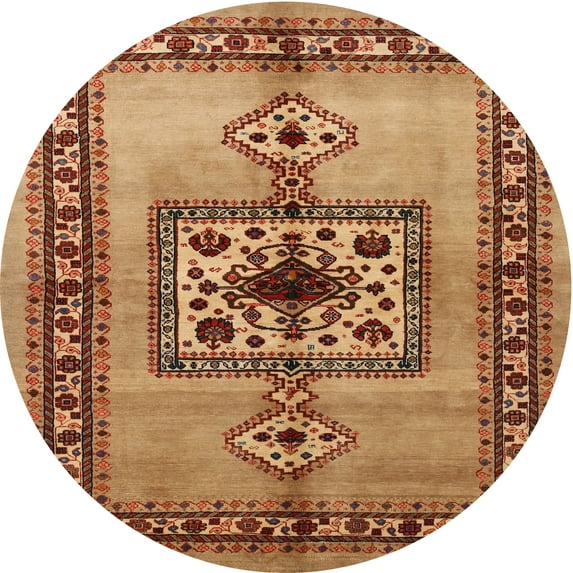 Ahgly Company Indoor Round Traditional Mahogany Brown Persian Area Rugs, 3' Round