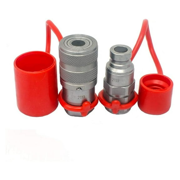 1/4" NPT Flat Face Hydraulic Quick Connect Coupler Set w/Dust