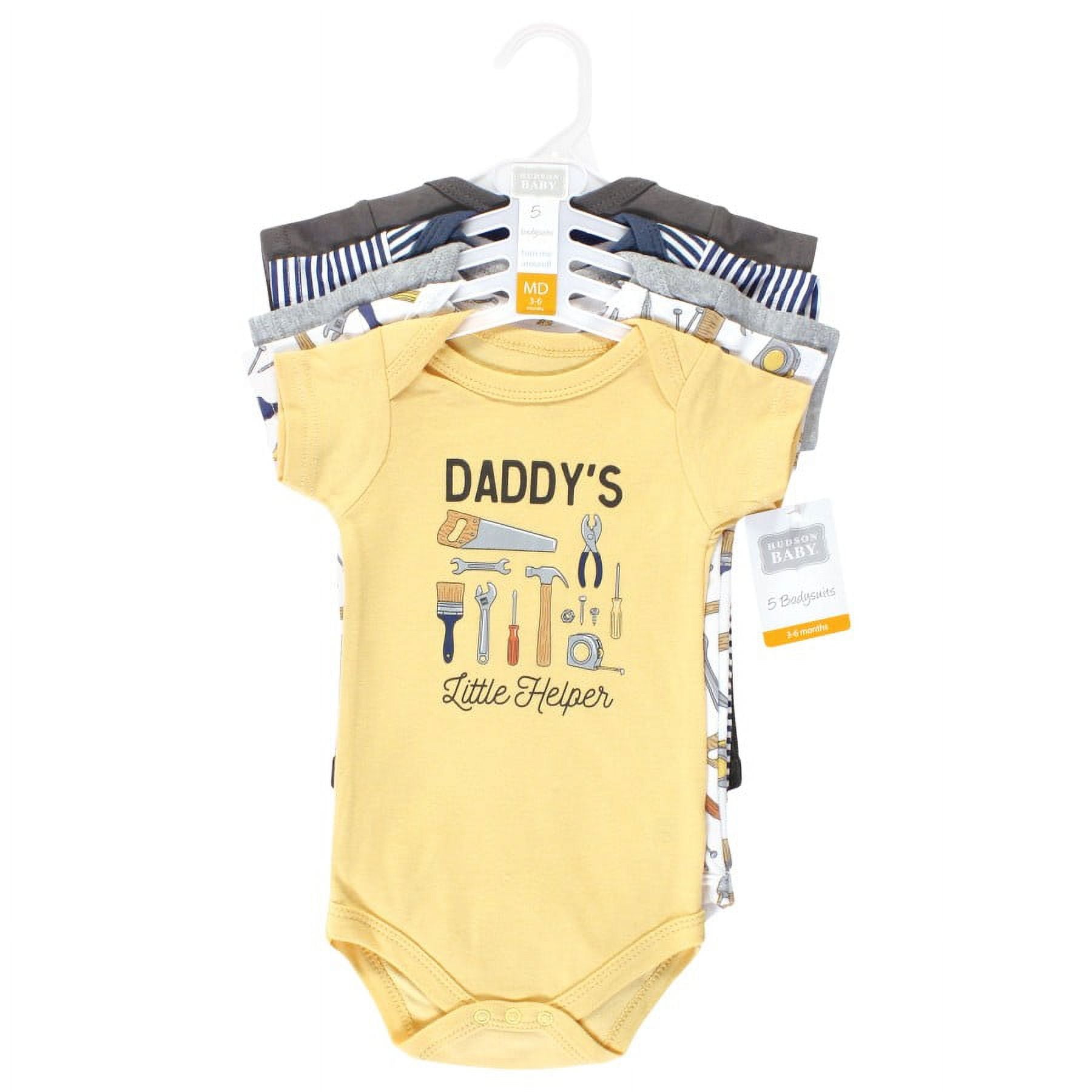 Hudson Baby Short Sleeve Bodysuits, 5-Pack, Newborn- 24 Months