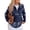 Dark Blue, variant on Women Paisley Bandana Print Zip Up Collared Knit Cardigan, Long Sleeve Loose Fit Sweater Jacket with Front Pockets Red M