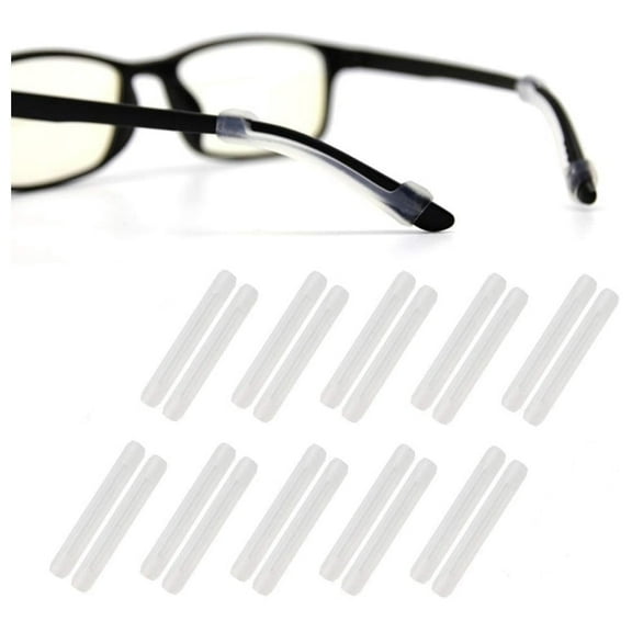 RUseeN Silicone Eyeglasses Temple Tips Sleeve Retainer, Anti-Slip Elastic Glasses Ear Grip Comfort Eyeglasses Retainers Behind The Ears for Reading Glasses Sunglasses, Clear, 10 Pairs