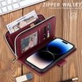 thumbnail image 5 of For Samsung Galaxy A57 5G Wallet Phone Case With 9 Card Holder Zipper Pocket, Magnetic Closure Premium PU Leather Flip Case With Wrist Strap,Wine red,For Galaxy A57 5G, 5 of 10