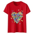 thumbnail image 4 of WEIYLL Tshirts Shirts for Women Short Sleeve Colorful Heart Print Red Tee Sizes XL, 4 of 4