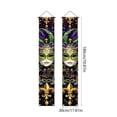 thumbnail image 3 of Gumesh Mardi Gras Hanging Banners - Set of 2 Purple, Gold & Green Carnival Party Flags, Festival Ceiling Decor, Party Holiday Hanging Backdrop Sign Favors Supplies for Home Wall Door, 3 of 6