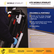 Mobile Stairlift LITE Motorized Stair Lift Battery Power Folding Stair Chair, 250 lb Limit