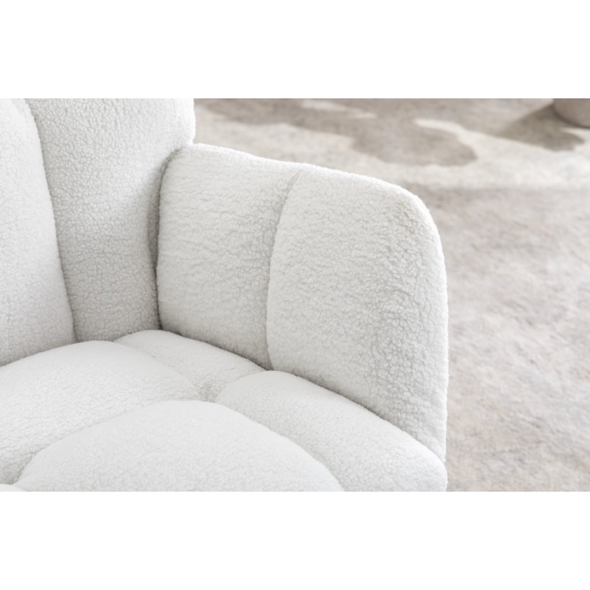 050-Teddy Fabric Rocking Glider Nursery Chair  Ivory Indoor Living Room Rocker