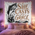 thumbnail image 2 of Left Side Highly with Detailed Bass Fish, Inspirational Illustration for Quote Lovers, Aesthetic Wall Decor, Valentine'S Day Gift, Tapestry Wall Hanging for Dorm and Living Room, 2 of 6