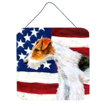 Carolines Treasures BB9650DS66 Fox Terrier Patriotic Wall or Door Hanging Prints 6HX6W multicolor