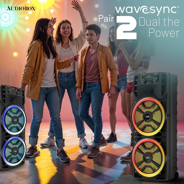 Audiobox Dual 12-inch Portable Bluetooth Speaker with LED Lights
