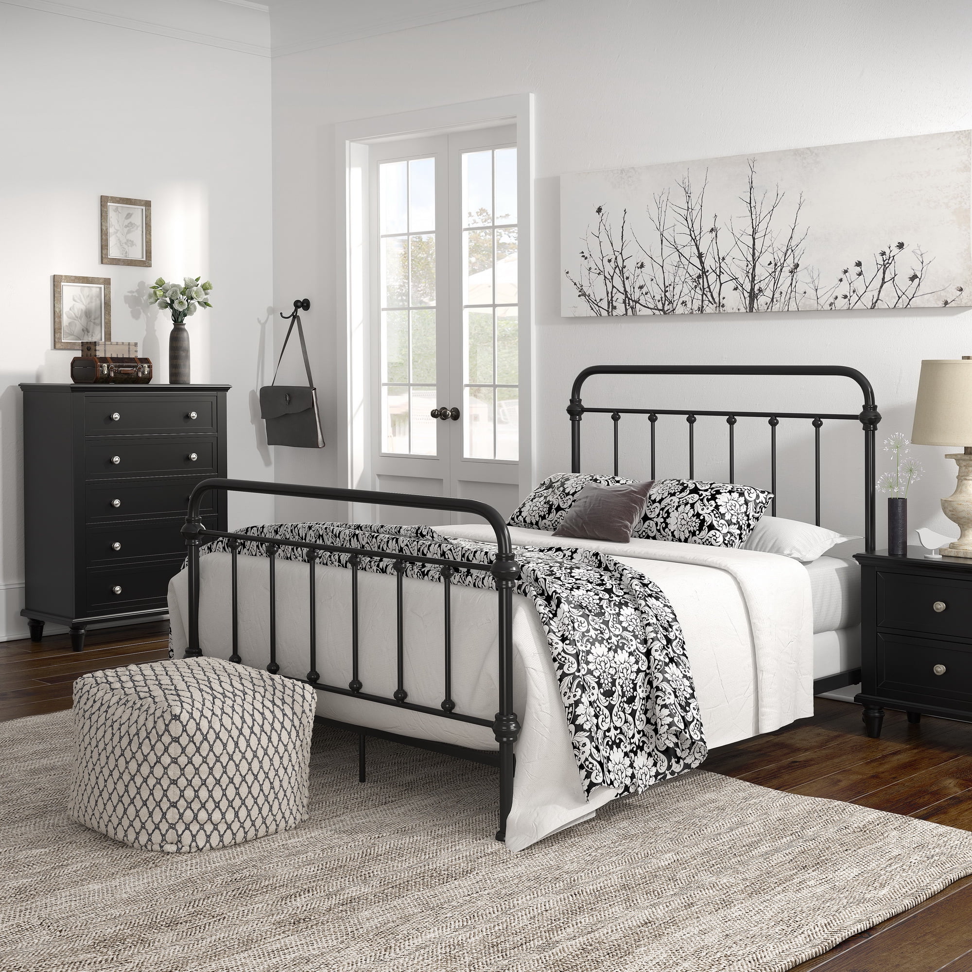 Weston Home Nottingham Metal Full Bed, Black