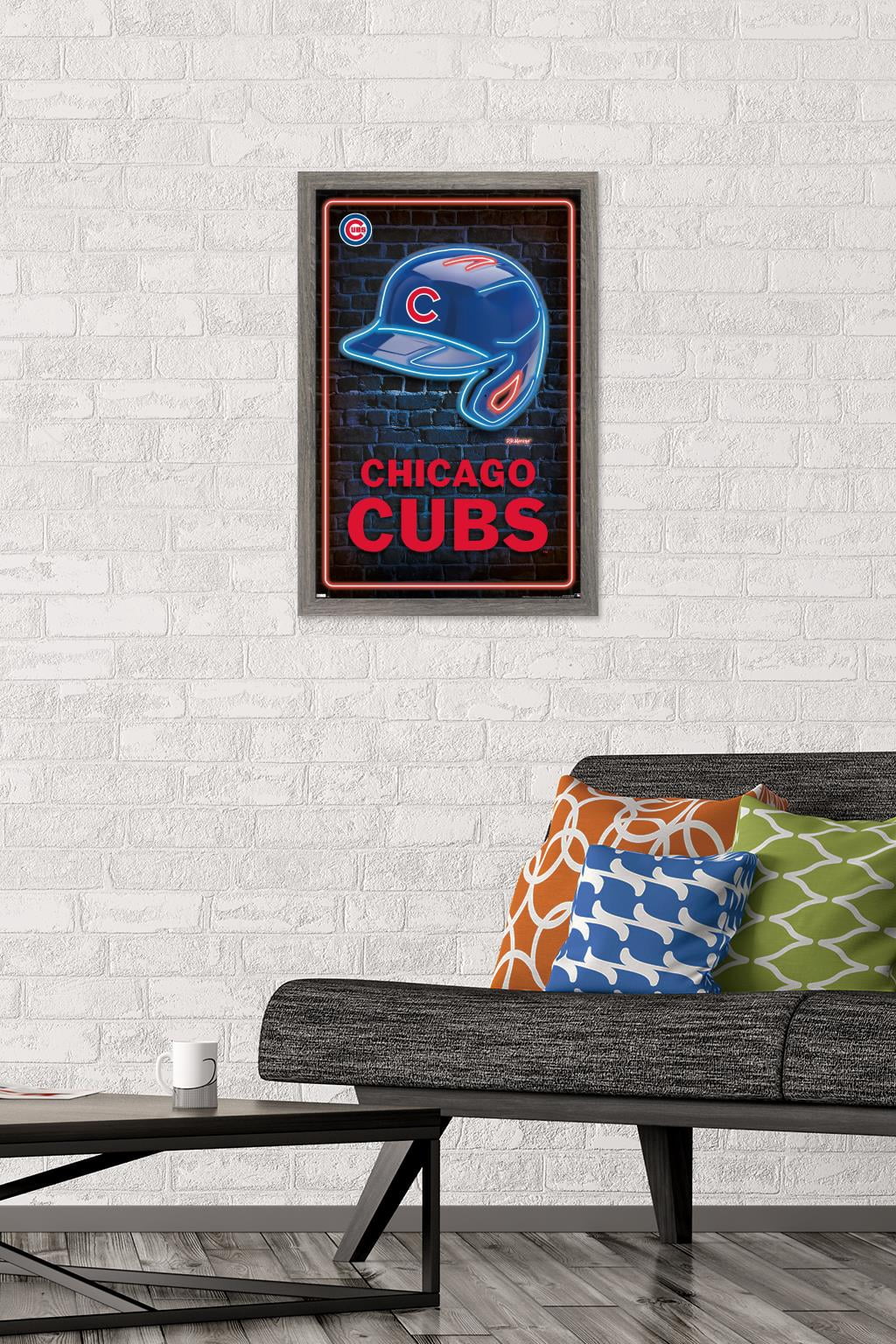 MLB Chicago Cubs - Neon Helmet 23 Wall Poster, 14.725" x 22.375" Framed
