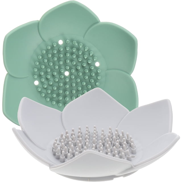 2 Pcs Porte-Savon en Silicone Porte-Savon en Forme de Lotus pour Salle de Bain