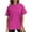 A01-Hot Pink, variant on QUINDOS Short Sleeve Woman T Shirts Summer Cotton White Women Tops Crew Neck Solid Ruffle Sleeve Bandage Outdoor Tops