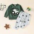 thumbnail image 4 of Ulanda Infant Toddler Baby Boys Fall Clothes Long Sleeve Shirts Top and Pants Farm Tractor Outfits Winter Clothing Sets (Green, 2-3 Years), 4 of 9