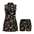 thumbnail image 4 of COEQINE Mushroom Butterfly Floral and Star Print Golf Dresses for Women Sleeveless V-Neck Washable Exercise Dresses with Shorts 2 Pockets Quick Dry 2 Pieces Workout Outfits, S, 4 of 7