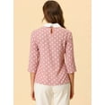 thumbnail image 4 of INSPIRE CHIC Haut pour Femmes à Manches 3/4 à Col Contrastant Rose Foncé L, 4 of 5