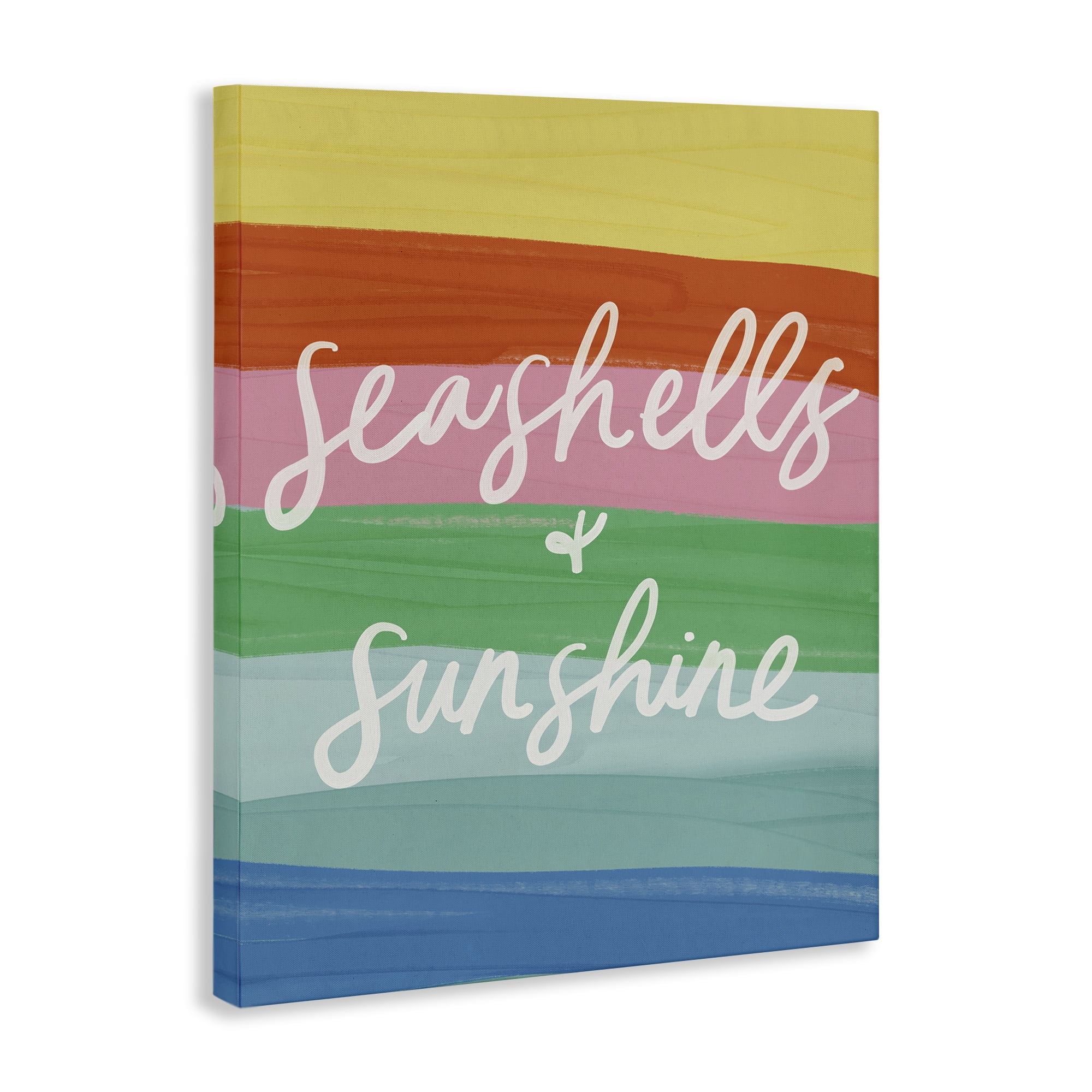 Stupell Industries Seashells & Sunshine on Rainbow Text & Numbers Painting Wrapped Canvas Art Print Wall Art, 16 x 20