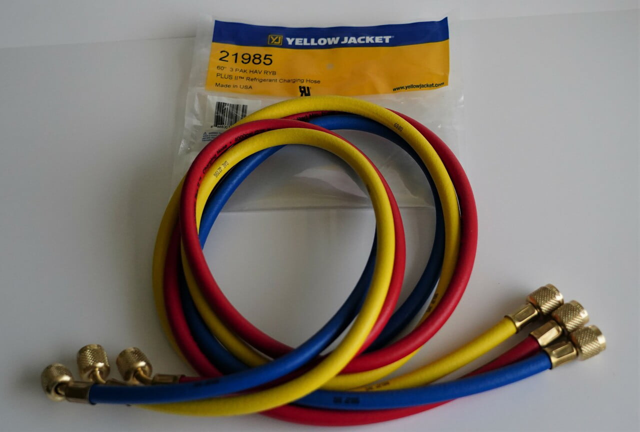 RYB Yellow Jacket 21985 PLUS II™ 60" Charging Hose 3-Pack Standard 1/4" 