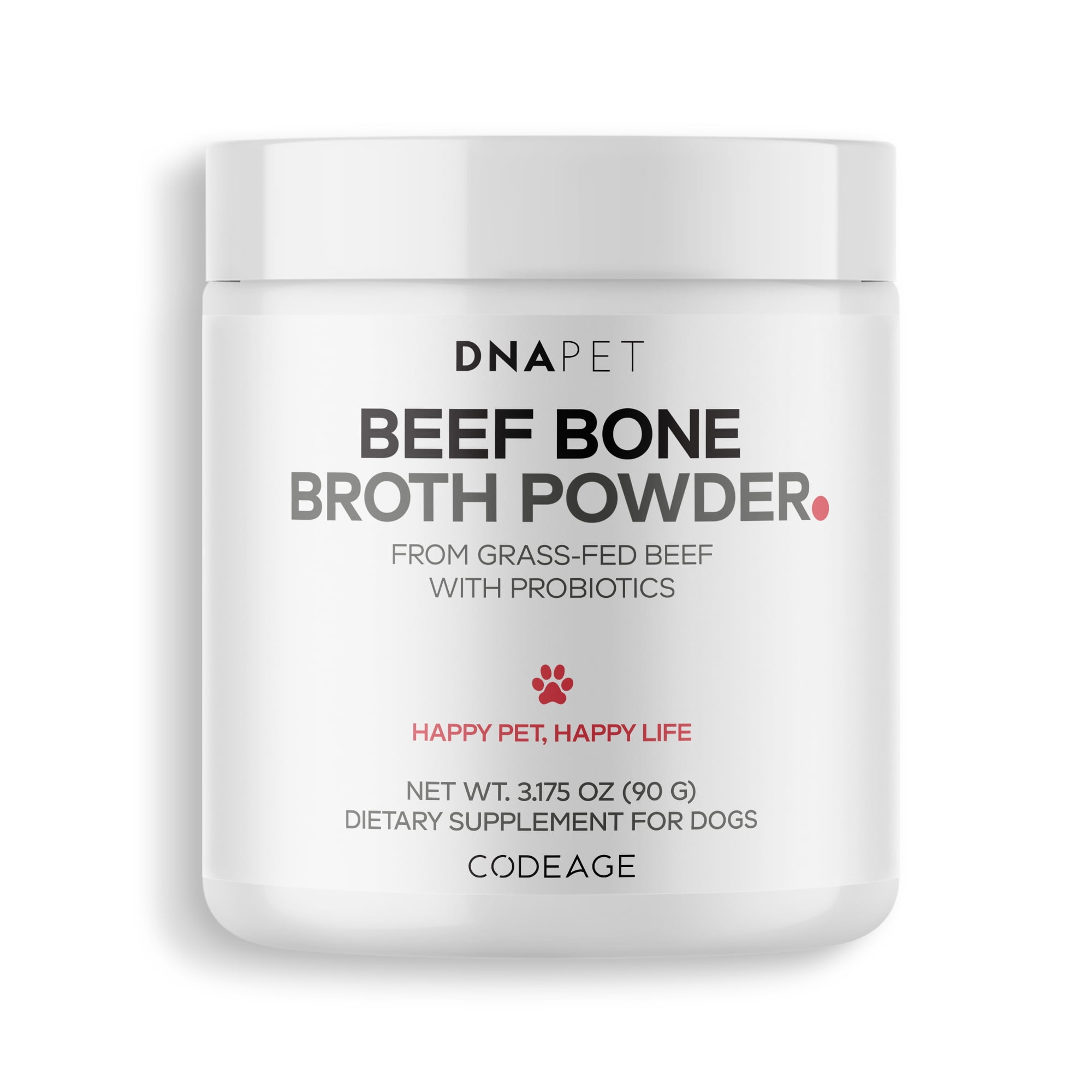 DNA Pet Beef Bone Broth Powder for Dogs Supplement – Grass-Fed Beef with Canine Probiotics (Bacillus coagulans & Bacillus subtilis) Canine Joint & Gut Wellness Support – All Breeds & Sizes – 3.17 oz
