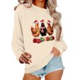 thumbnail image 3 of Feancey Christmas Sweatshirt Women Cute Chicken Xmas Shirt Funny Chicks Print Crewneck Sweatshirts Winter Fleece Lined Pullover Tops Khaki M, 3 of 7