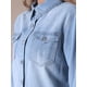 thumbnail image 5 of Chaqueta de mezclilla de mujer de gran tamaño con dobladillo deshilachado y botones, con bolsillos, color azul claro, talla M, 5 of 6