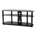 thumbnail image 2 of 55" gloss black tempered glass TV stand with high gloss black finish metal poles, 2 of 2